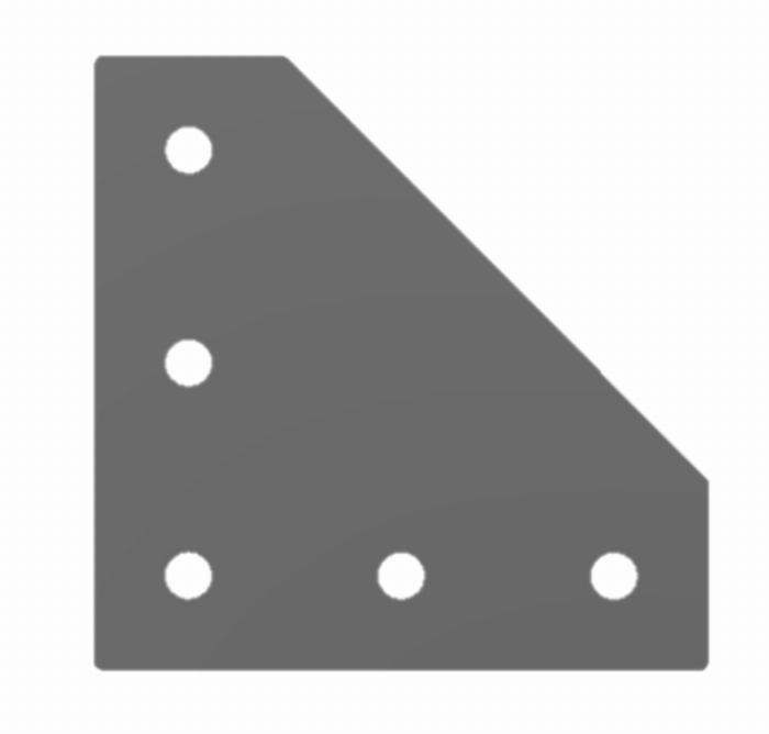 L connector plate 116x116x3, Laser cut STEEL 5-holes