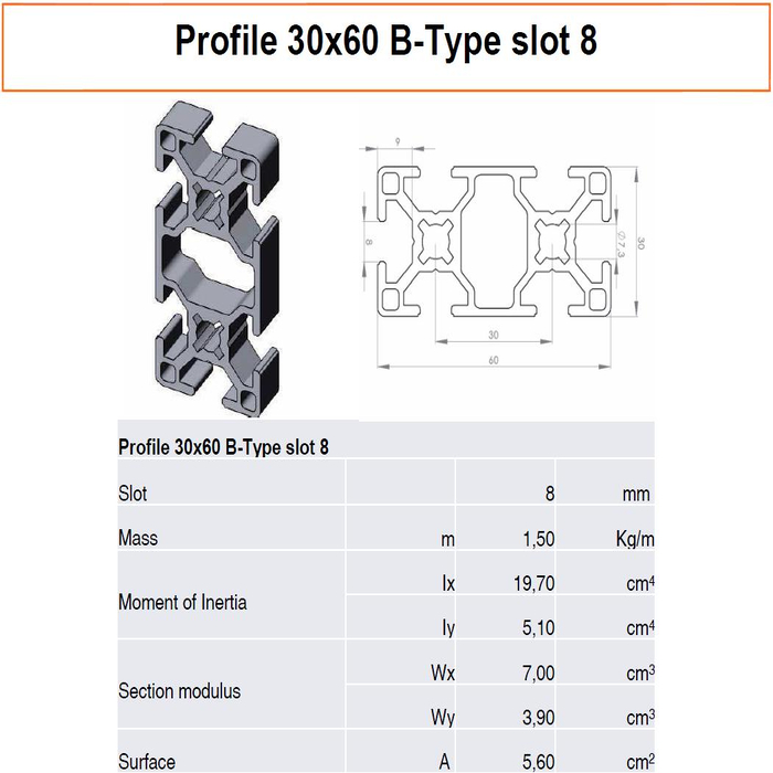 Profile 30x60 B-Type Slot 8