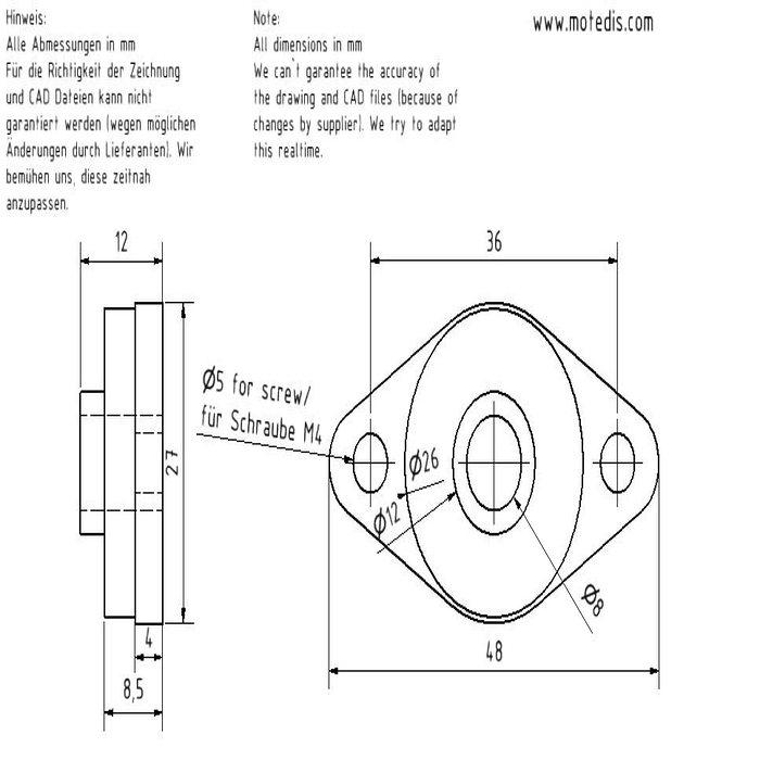 Flange Bearing KFL08 diecast