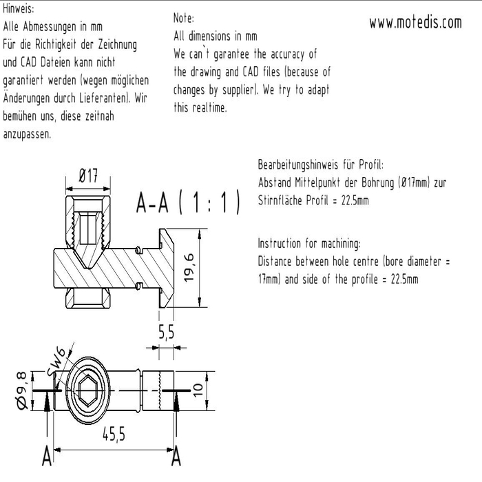 Schnellspannverbinder B-Typ Nut 10 - D17 - 90°