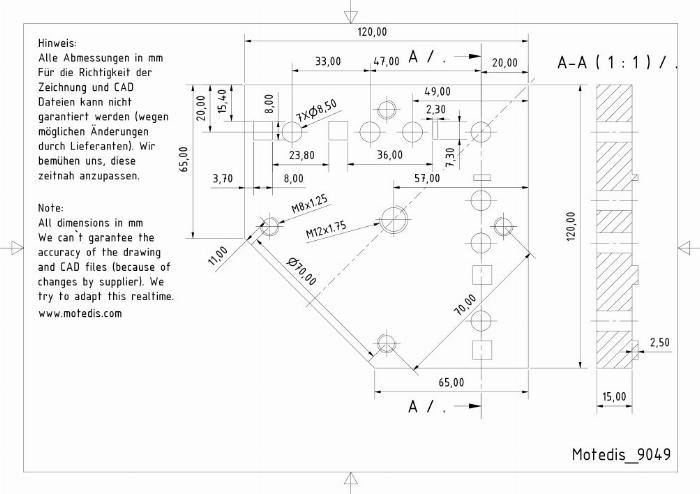 Base Plate Aluminium Slot 8 for Levelling Castor 80