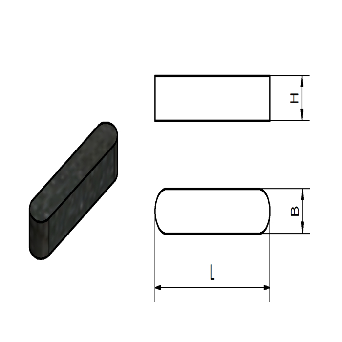 Passfeder DIN 6885 Form A 5x5x25mm Stahl blank