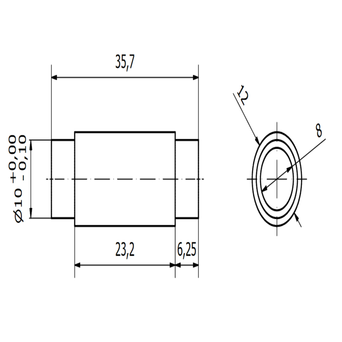 Spacer for bearing 8 to 10mm