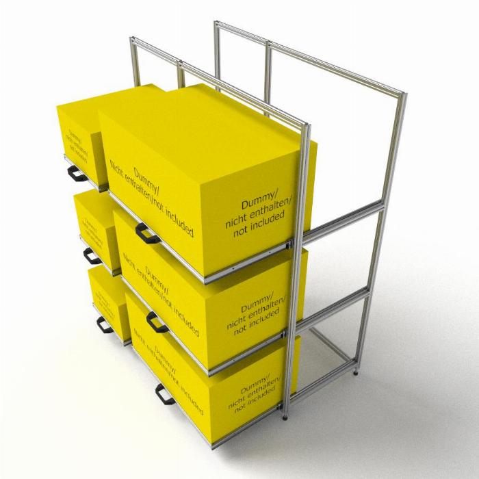 Double rear garage shelf with telescopic slider