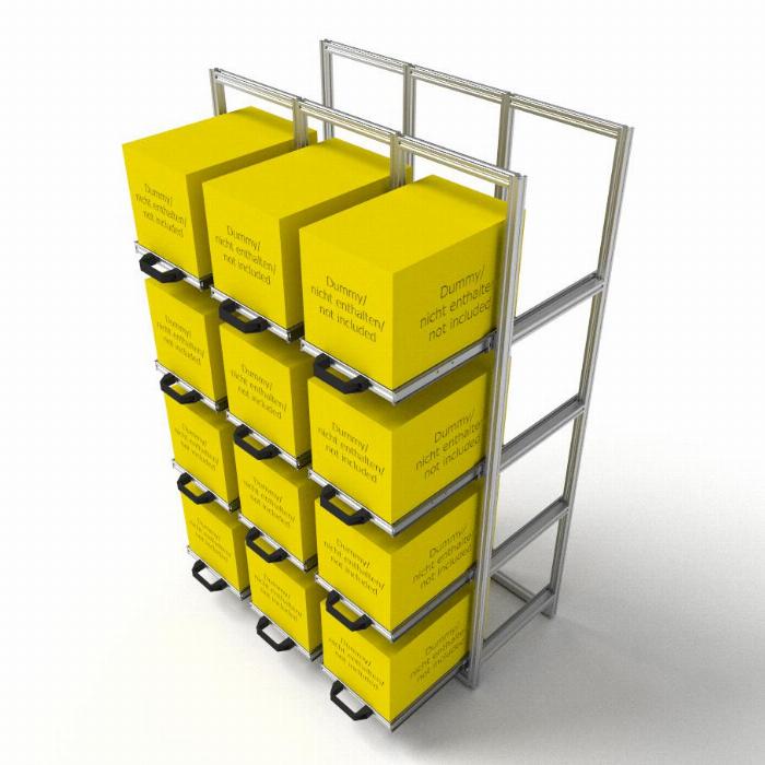 Triple rear garage shelf with telescopic slider